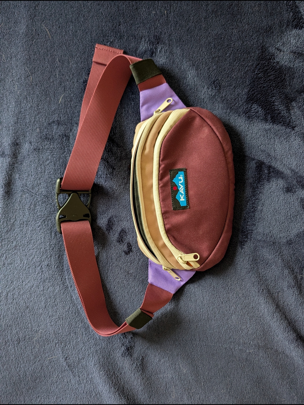 Kavu Burgundy, Tan & Purple Belt Bag